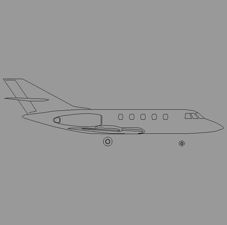 Bloque Autocad Vista de Avión Diseño 05 Bibliot. 2D-3D en Perfil